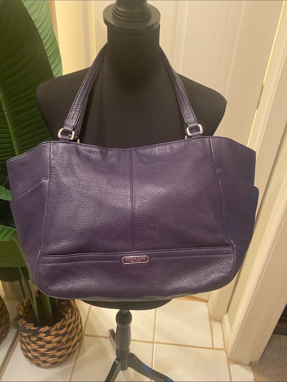 Coach Blue Pebbled Leather Tote